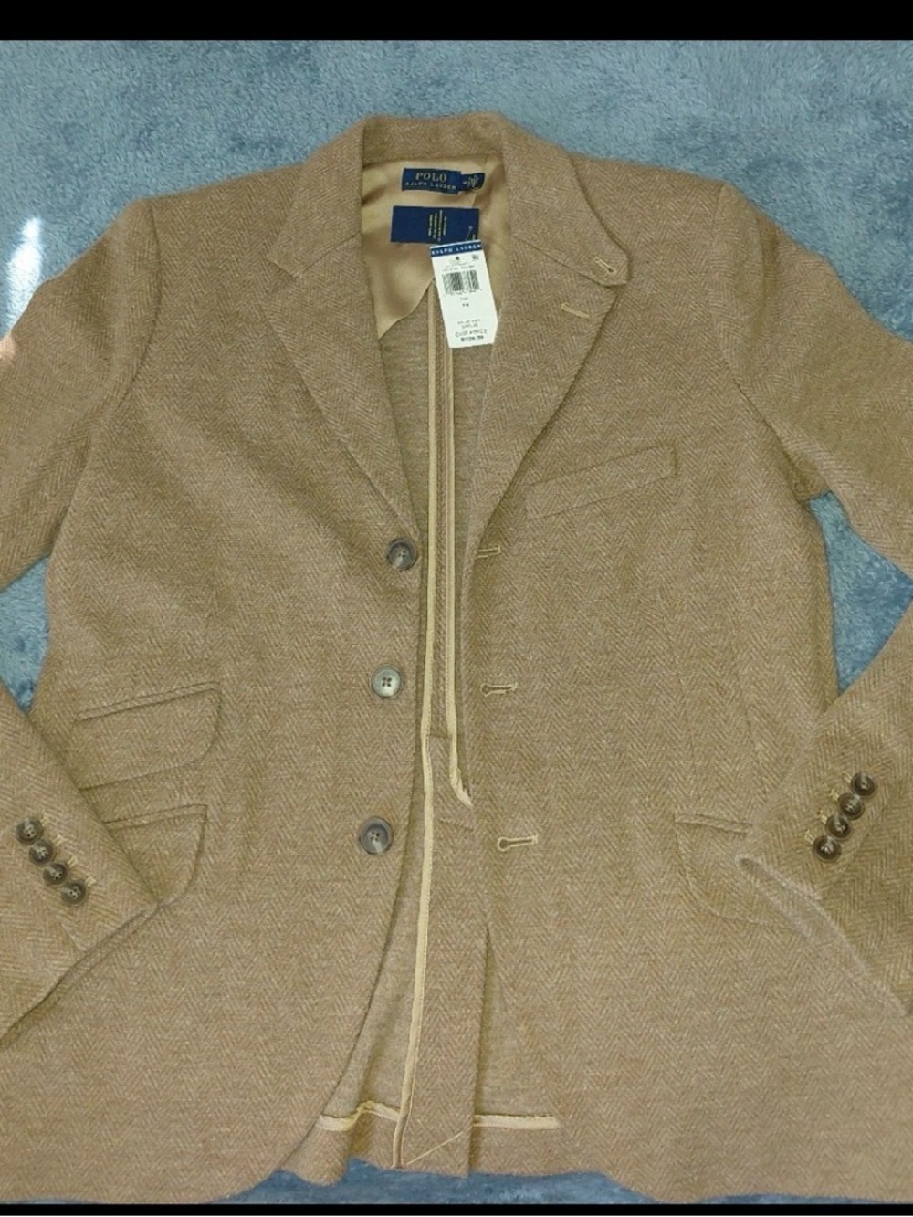 Polo by Ralph Lauren women’s  Tan Herringbone Wool Blazer